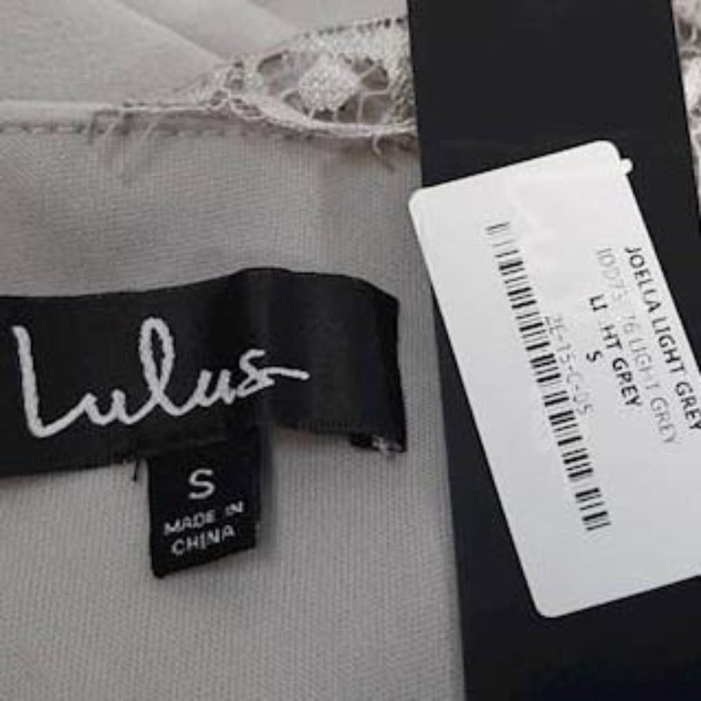 NWT Lulus Joella Light Grey Lace Halter Maxi Dress Size S - Picture 8 of 8